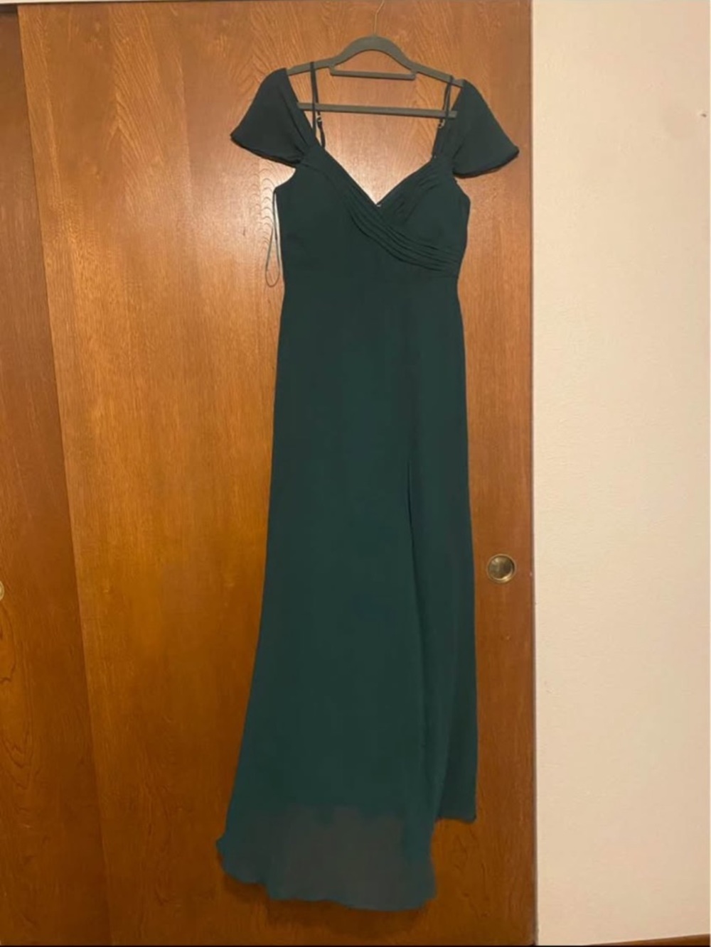 Birdy Grey Deep Forest Green Off-Shoulder Maxi Gown